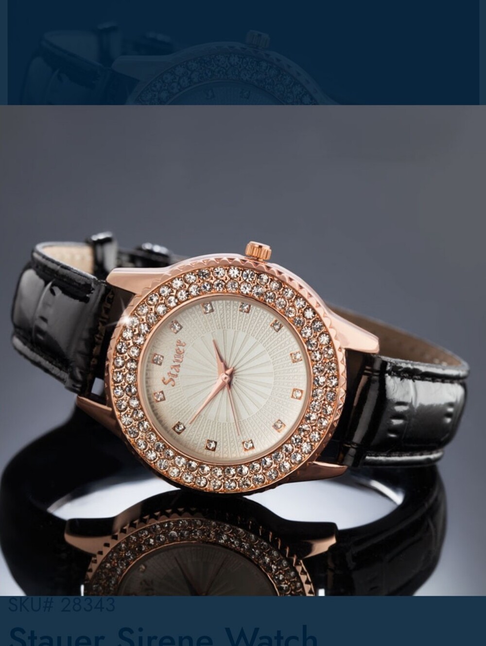 Stauer Sirene Rose Gold Watch with Black Leather Strap